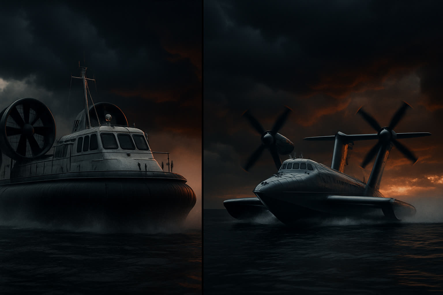 Hovercraft vs ekranoplano: propulsión, consumo y mantenimiento